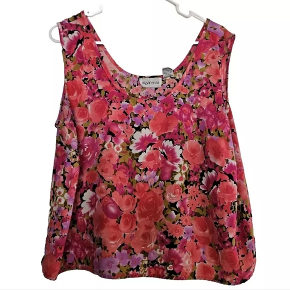 Apparenza Womans Sleeveless Shirt Top Multi-Color Floral Plus Size 1x - Picture 1 of 3